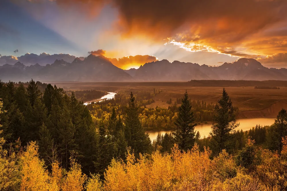 Fall Sunset on Tetons